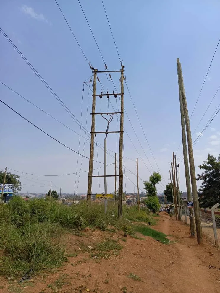 Utility pole and road infrastructure on the Kawuku-Bwerenga road upgrade