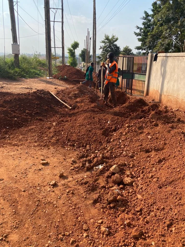 Road trench excavation works on the Kira-Matugga Road upgrade in Uganda
