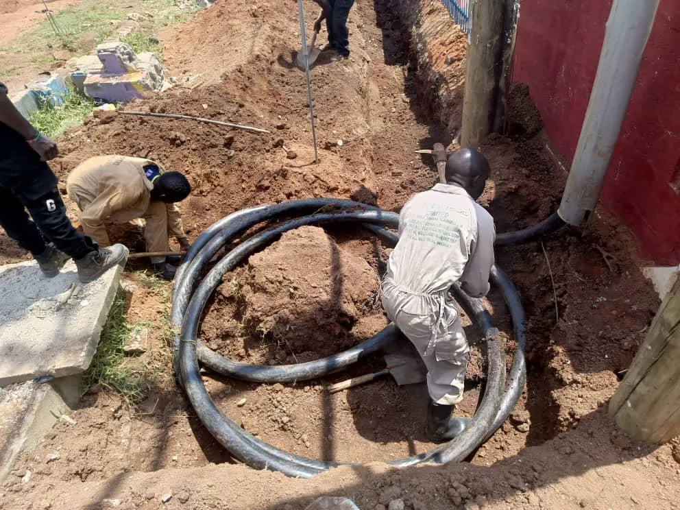 Underground medium-voltage cable coil ready for installation