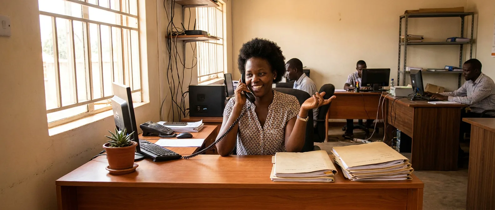 PKAAS Enterprise Kampala office client reception desk